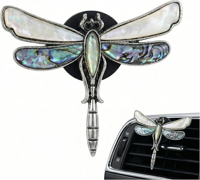Dragonfly Car Vent Clips Cute Air Freshener Clip Accessories Decorations for Decor Iridescent Abalone Dashboard Ornament for Women