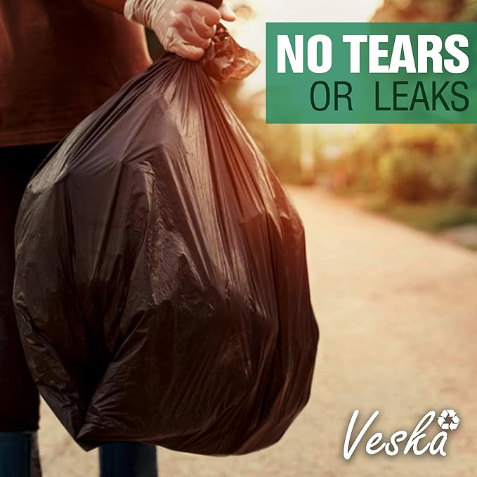Veska Contractor Garbage Bags 55 Gallon 3 MIL Heavy Duty (MegaValue 50 Bags w/Ties) Contractor Trash Bags 50-60 Gallon 3 Mil Contractor Bag Heavy Duty 55 Gallon, Extra Large Industrial Contractor
