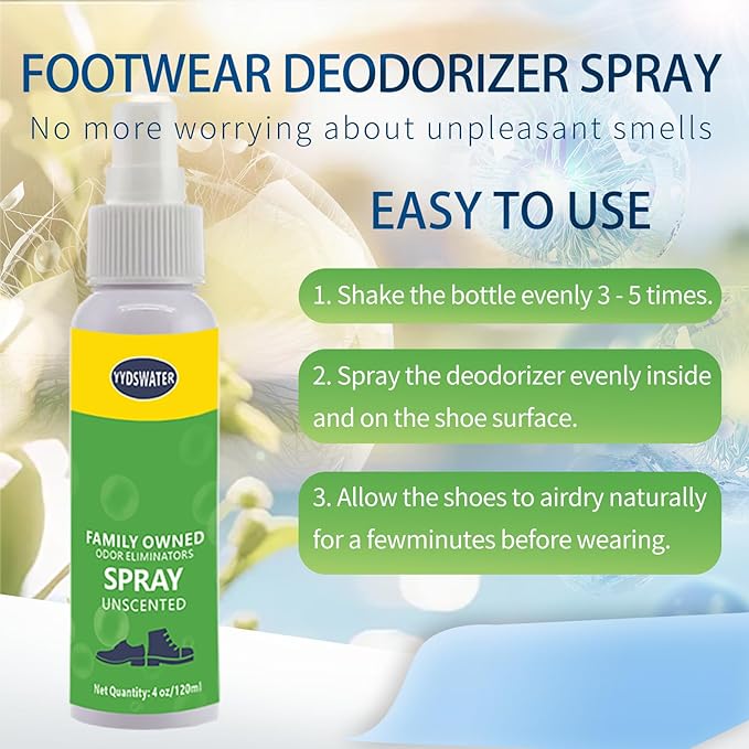 Shoe Deodorizer Spray - Shoe Odor Spray - Immediately Eliminates The Worst Odors - Prevents Embarrasing Odors From Returning - Keeps Shoes Fresh All Day