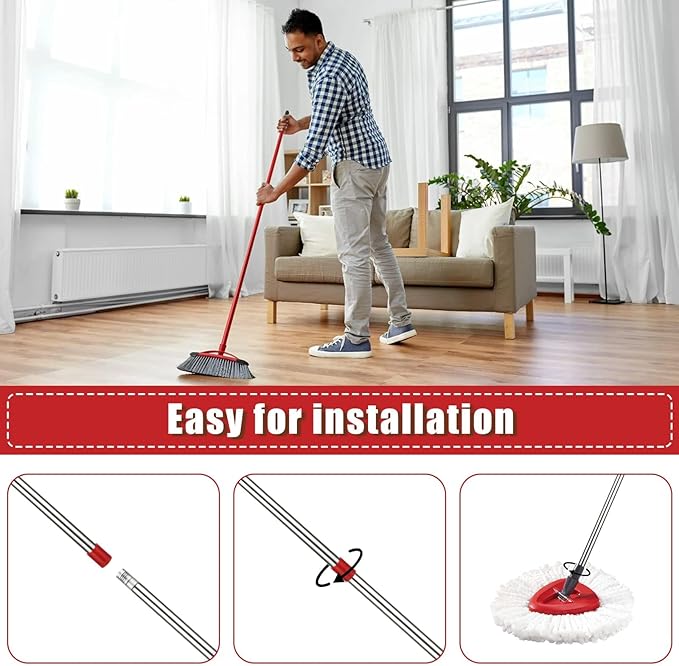 SHUESS 2 Pack Spin Mop Replacement Handle 4 Section 30 to 58 Inch Mop Replacement Stick Compatible with O-Cedar Spin Mop, Suitable for Microfiber Mop & Angle Broom (Mop Head& Base not Include)