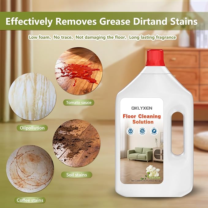 82FL OZ/2.42L Gardenia Scent Floor Cleaning Solution Compatible with Roborock (Q5/Q7/Q8/Q10/S7/S8/Saros 10R/F25/Qrevo Series), Floor Cleaner for All Robot Vacuums & Wet Dry Vacuum with Mopping