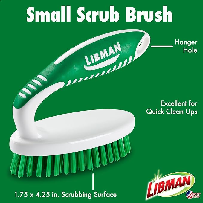 Libman Tornado Spin Mop Refills-Case of 4-Microfiber Head, Easy to Replace, Machine Washable & Scrub Brush Kit – Three Different Durable Brushes for Grout, Tile, Bathroom, Kitchen