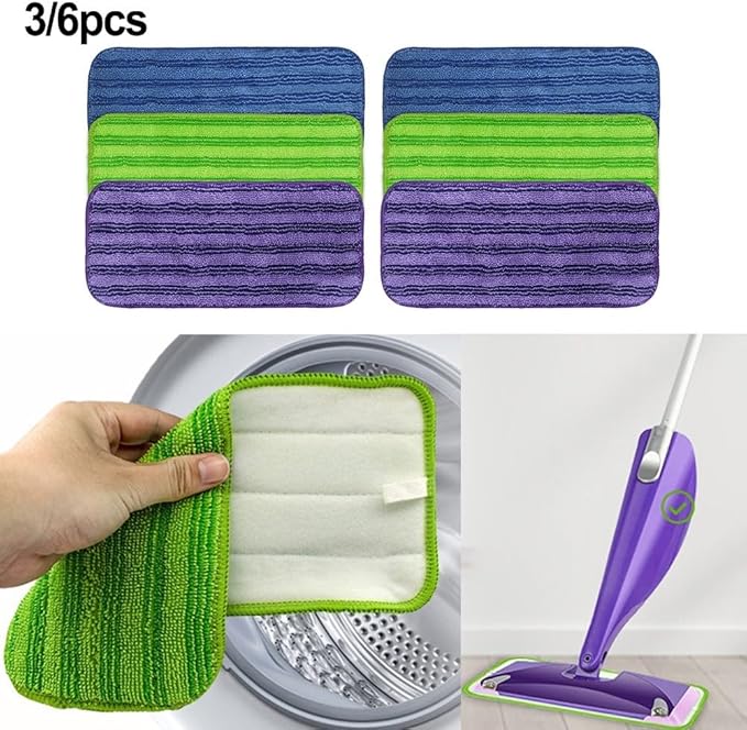 Reusable Microfiber Mop Pads Compatible with Swiffer WetJet Hardwood and Tile Floor Spray Mops, Washable Refills for Home Cleaning
