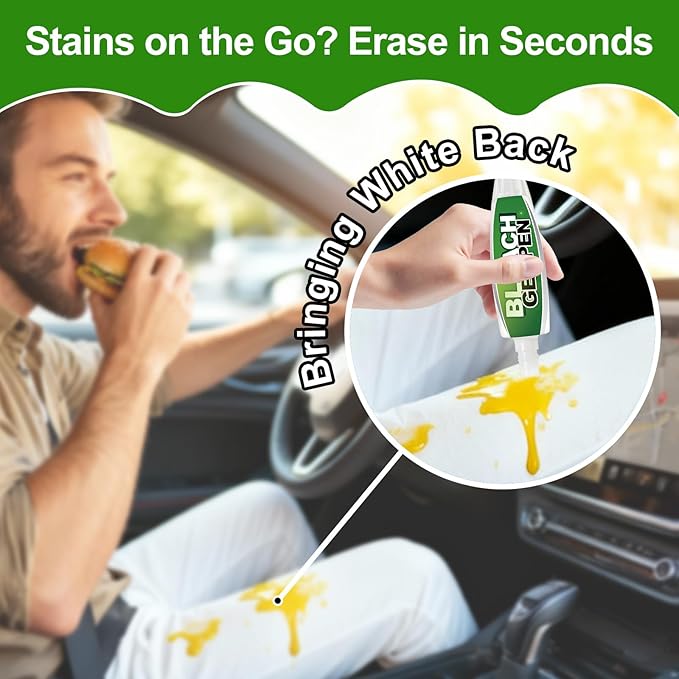 Stain Remover Bleach Pen for Clothes 2 PACK Bleach Gel Pen Targeting Specific Stains Bathroom Cleaner, Shower, Caulk