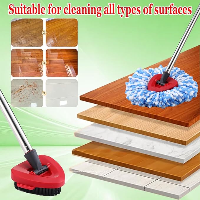 RinseClean Spin Mop Replacement Head Spin Mop Refills for O-Cedar RinseClean Microfiber Spin Mops 2-Tank System, 2 Microfiber Mop Refills, 1 Triangle Head Cover, 1 Scrubber Head and Handle for Ocedar