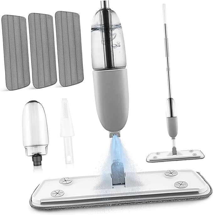 Wet Dry Microfiber Mop with Water Tank Versatile Spray Mop for Hardwood and Tile Floors Rotating for Easy Cleaning Corners and Tight Spaces Includes Reusable Washable Pads