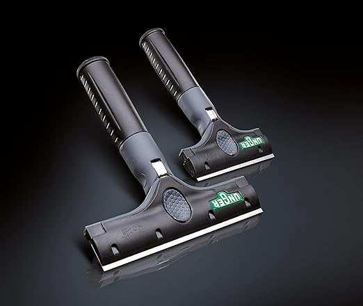 Unger Commercial ErgoTec® Ninja 4" Glass Scraper with Blade and Safety Cap – Adjustable Angle for Efficient Window Cleaning EN100