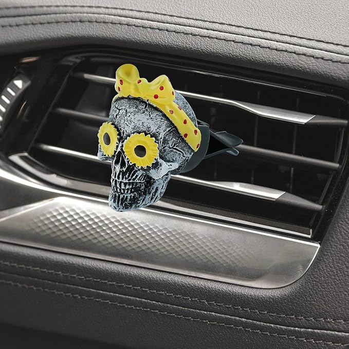 Skull Car Air Vent Air Freshener Sunflower Daisy Decorative Dashboard Cute Cool Funny Car Truck Interior Accessories 2 pcs