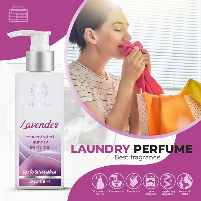 Concentrated Laundry Perfume Lavender 200ml - Liquid Perfume Laundry - Linen Freshener - Laundry Scent Booster - Cotton Perfume - Washing Fragrance - Flower Scent