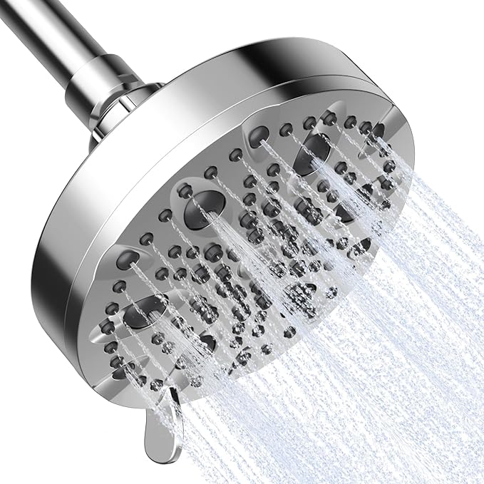 OFFO Shower Head, High Pressure Shower Head with Pause Mode, 9 Mode Fixed Showerheads for Strong Water Flow & Relaxing Shower Experience, Chrome