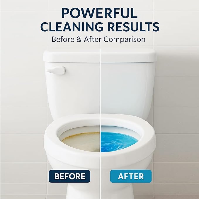 Automatic Toilet Bowl Cleaner Tablets, 10 Pack Long-Lasting Toilet Tank Cleaner for Bathroom, Blue Water Freshener, Prevents Stains & Odor, Safe for All Toilets - 10 Pack (Yellow+Blue)