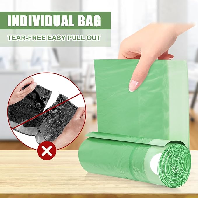 4 Gallon Trash Bags Drawstring 100 Count, JUKFITA Strong Small Garbage Bag, Unscented Trash Can Liners for Bathroom Restroom Office Kitchen, Green