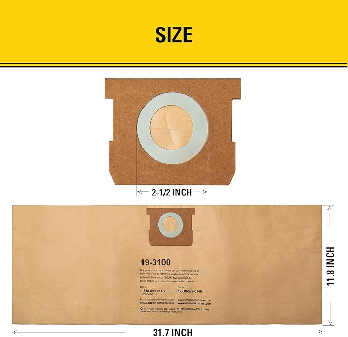 3 Pack STANLEY Filter Bag 19-3100, for 5-8 Gallon Wet/Dry Vacuum, Compatible with STANLEY SL18115 SL18115P SL18116 SL18116P SL18117 SL18701P-10A SL18410P-5A SL18410-5B and Porter-Cable PCX18406-5B