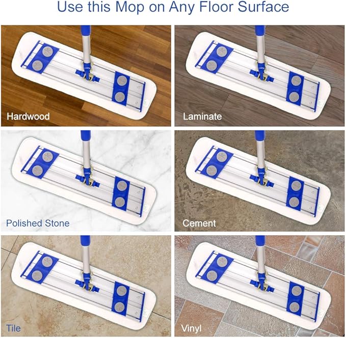 Arkwright Spray Mop Replacement Pads - (Pack of 12) Bulk Microfiber Flat Dry and Wet Refill Mop Pads Floor Cleaning, Compatible with Bona and Rubbermaid, Fits All Mop Heads, 24 in, Blue