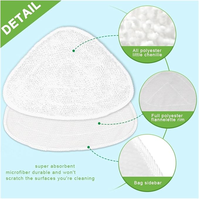 2PCS Replacement Microfiber Mop Pads Washable Reusable Refill for Hot Spray Steam Cleaning Tool(Blue)