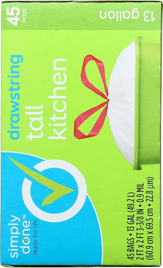 Tall Kitchen Bags, Drawstring, 13 Gallon, 45 Count