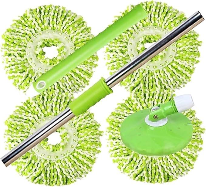 4 Pcs Mop Head Spin Mop Replacement Head Round Shape Standard Size Microfiber Mop Head Refills with 360° Magic Mop Easy Cleaning (C)