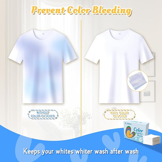 Bellaluce Color Catchers for Laundry 54 Count, Dye Catcher to Prevent Color Runs, Grabber Sheets for Home, Apartment, Dorm, Hotel
