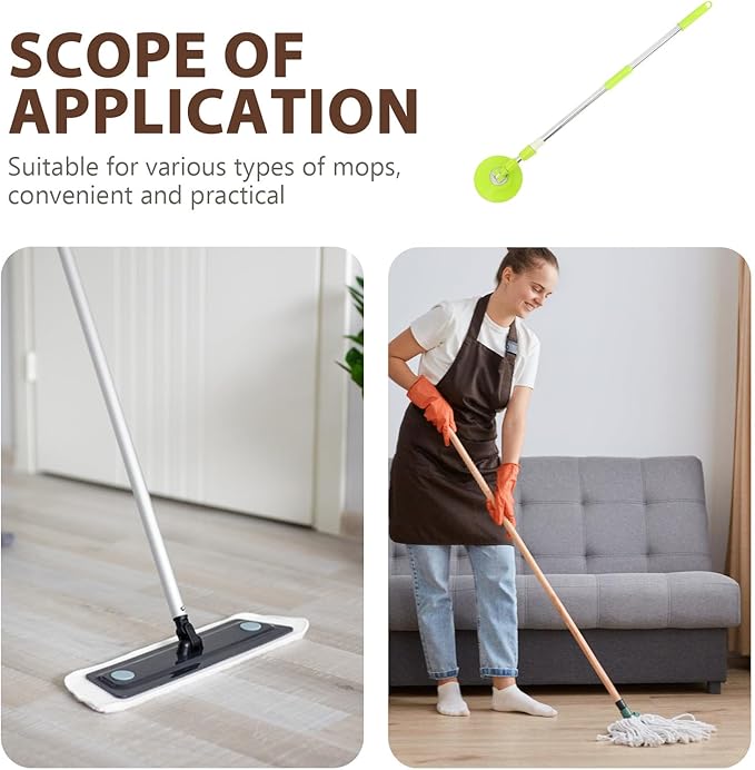 Rotating Stainless Steel Mop Handle Replacement Compatible with Spin Mop Detachable Extendable Pole for Hardwood Tile and Vinyl Floor Cleaning Heavy Duty Accessory