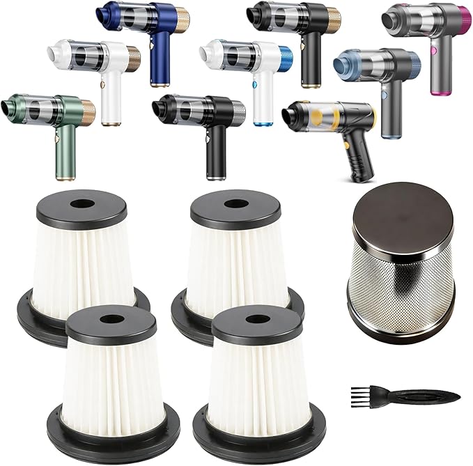 4Pack Hepa Filters(2.24in*2.24in*1.87in) +1Pack Steel Filter Replacement Compatible with EYYA LT-135, Svoko LT-145 Handheld Vacuum, Washable Filters Works with JONYJ, AX2V, AHNR Handheld Vac