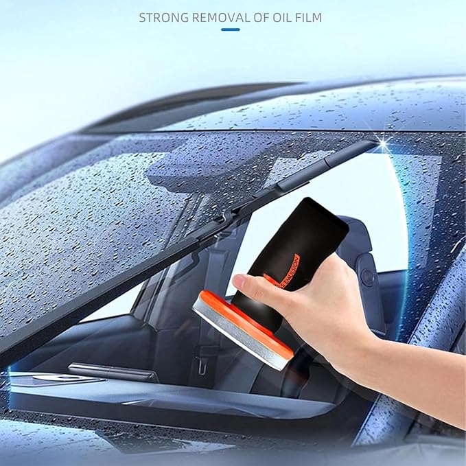 Car Handle Oil Film Cleaning Brush, Car Glass Cleaner, Windshield Oil Film Remover, Auto Glass Emulsion Cleaner, Improve Windshield Clarity, for the Interior & Exterior Auto Glass (3Pcs)