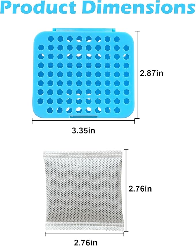 2 Pack Stick On Deodorizing Box, 12 Pack Odor Removing Refills for Trash Can, Activated Charcoal Odor Eliminator for Indoor Kitchen Trash/Diaper Pails/Wardrobe/Shoe Cabinet (Blue)