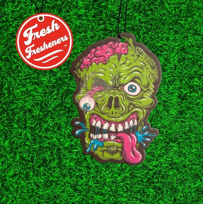 Cute Funny Fresh Fresheners 4 Pack Car Air Fresheners Scented with Premium Oils (Zombie Head)
