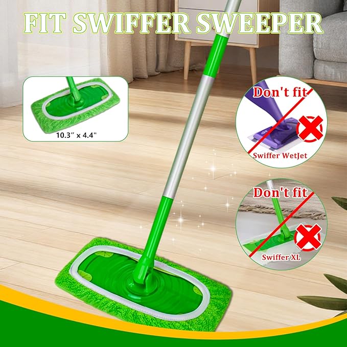 Spin Mop Replacement Set, Compatible with O-Ceda EasyWring 1-Tank Spin Mops 2 Microfiber Mop Head Refills, Adjustable 30–58 in Stainless Steel Handle, Scrubber Brush Head and Spin Base (M, Square)