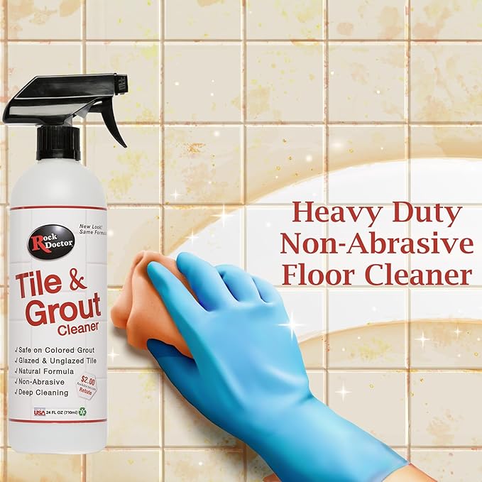 Rock Doctor Natural Tile and Grout Cleaner, Remove Stains Dirt, Oil, and Soap Scum, Heavy Duty Non-Abrasive Tile Cleaner, Natural Formula, Pack of 3