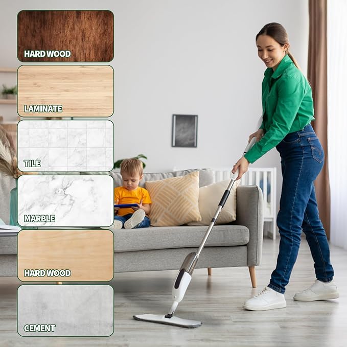 6 Pack Microfiber Cleaning Pads, Reusable Microfiber Mop Pads for 18 Inch Mop, Hardwood & Hard Surface Floors Replacement Cleaning Mop Pads, Machine Washes