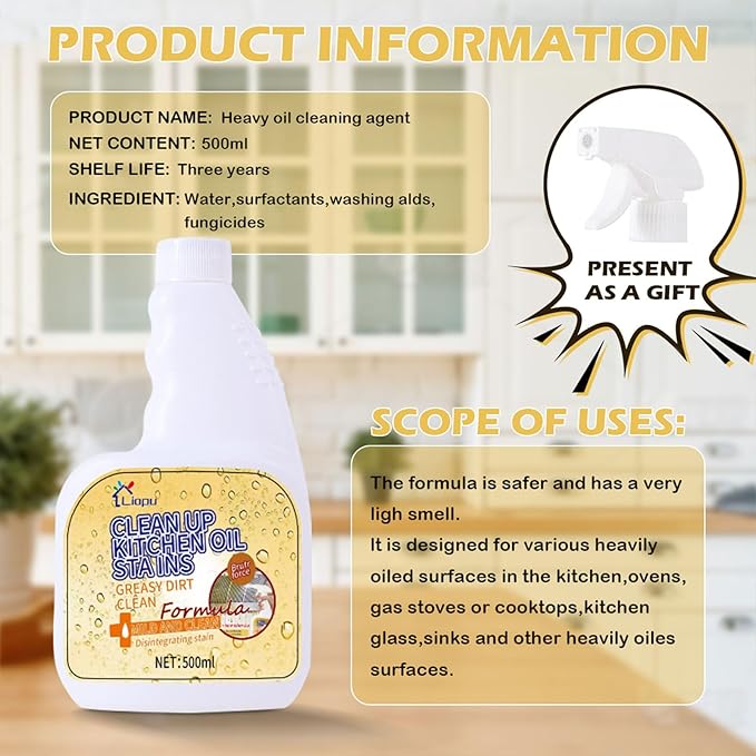 All Purpose Cleaner, Remove Stains Cleaning Spray, Lemon Breeze Scent Multipurpose Heavy Duty Degreaser, Kitchen Cleaning Supplies Removes Oil Stains On Microwave & Oven & Stove Top