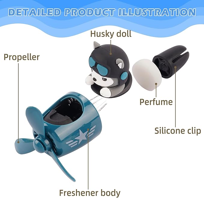 Car Air Fresheners Cartoon Pilot Automotive Air Outlet Propeller Cute Car Diffuser Creative Car Perfume Decoration for Car Vent Clips Car Vent Clip Air Freshener Accessories for Women Men