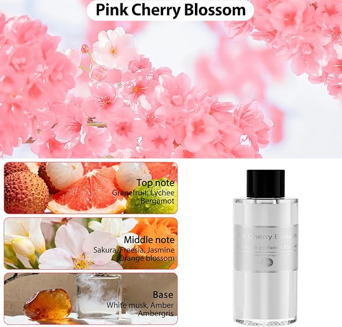 Amor Lyris 2 Packs Essential Oil Refill for Smart Car Air Freshener, 3.5OZ Car Diffuser Refill, Aromatherapy Perfume Refill (4-8 Months Use), Natural Plant Extracts, Pink Cherry Blossom
