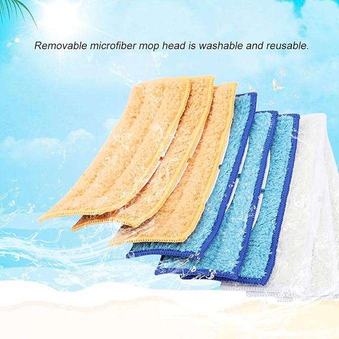 9 PCS Replacement Microfiber Mop Pads, Washable Head Fit Flat Spray Mops, Reusable Head Refills for Flat, 6.89x2.76in Multi Color Set (White Orange Blue)