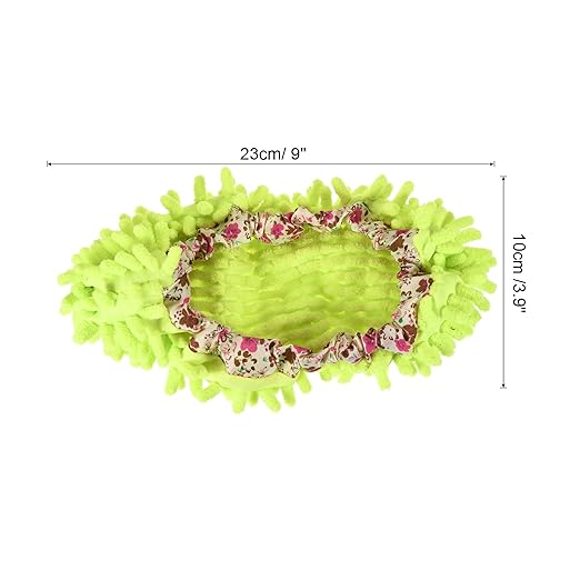 MECCANIXITY Washable Cleaning Shoes Cover Multifunction Chenille Microfiber Duster Mop Slippers Foot Socks Tools for House Floor, Pack of 2 Green