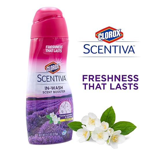Clorox Scentiva Laundry Bundle in Tuscan Lavender & Jasmine Scent | Includes Clorox Scentiva Scented Dryer Sheets, Scent Booster Beads, and Fabric Softener