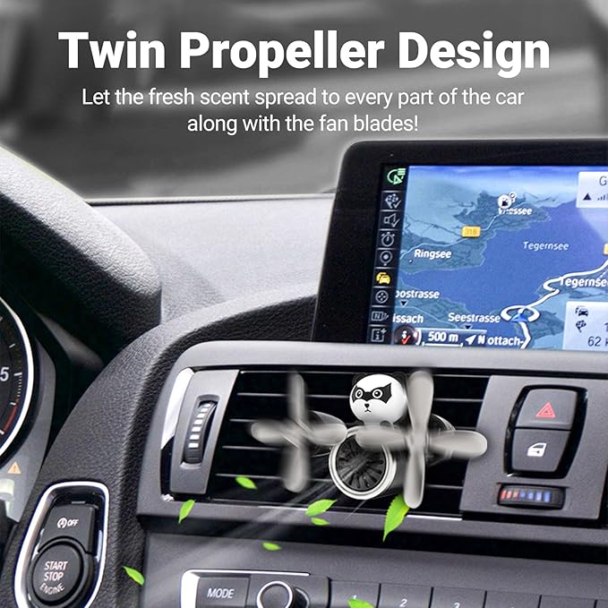 Car Air Freshener Pilot Twin Rotating Propeller, Cute Auto Fan Diffuser Air Outlet Car Vent Clip Fresheners, in-vehicle Fun Rotating Accessories Automotive Air Fresheners Decoration