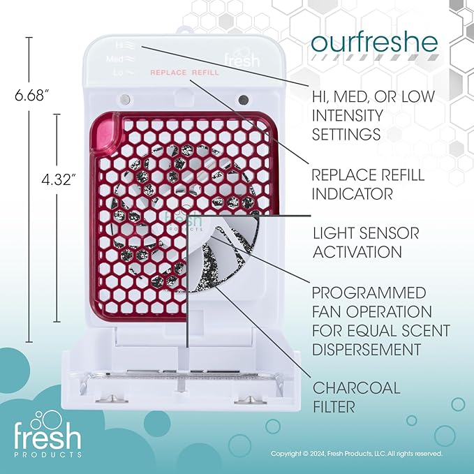Fresh Products ourfreshe Plug In Air Freshener 30 Day Refills Replace Messy Aerosols with Dry Fragrance For Use in Medium Sized Apple 6 Pack