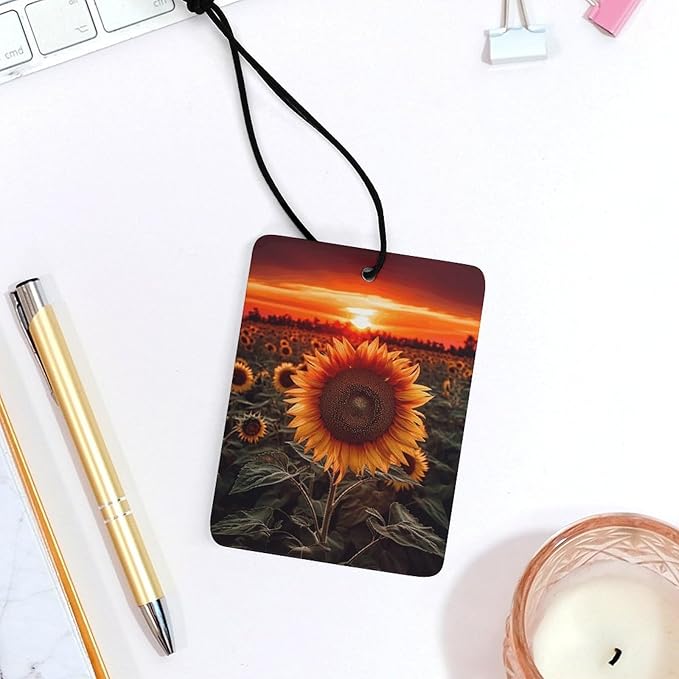 5 PCS Car Air Fresheners Hanging Fragrance Scented Cards Sunset Sunflower Car Aromatherapy Tablets for Car Wardrobe Shoe Cabinet Eliminate Odors Card