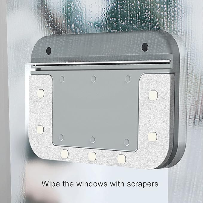 ZJchao Magnetic Window Cleaner, Outdoor Window Cleaner, White Window Washers for High Outside Windows with Safety Rope for 3 to 10mm Single Layer Ordinary Glass