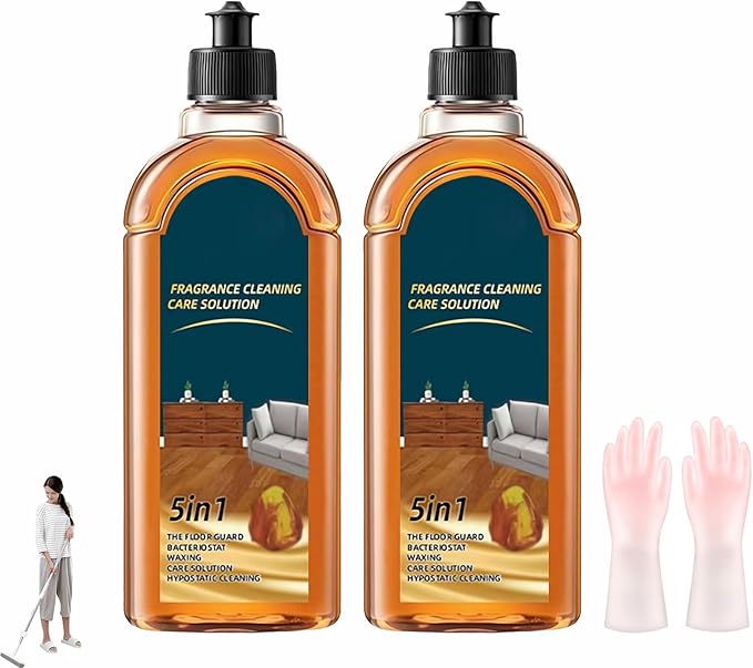 5 in 1 Floor Cleaner, Stain & Odor Remover Floor Cleaner, 2025 New Fragrance Cleaning Care Solution, Power Clean Multi-Surface Floor Cleaner for Solid Wood Floor (Brown 1pcs)