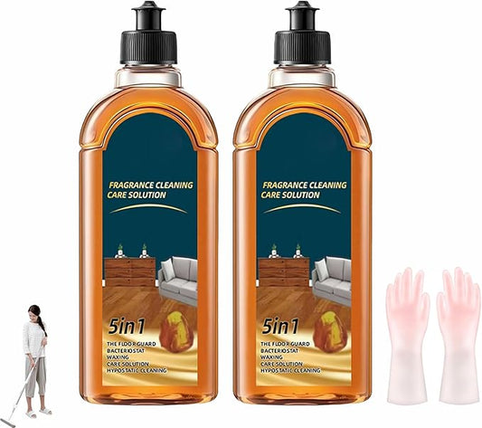 5 in 1 Floor Cleaner, Stain & Odor Remover Floor Cleaner, 2025 New Fragrance Cleaning Care Solution, Power Clean Multi-Surface Floor Cleaner for Solid Wood Floor (Brown 1pcs)