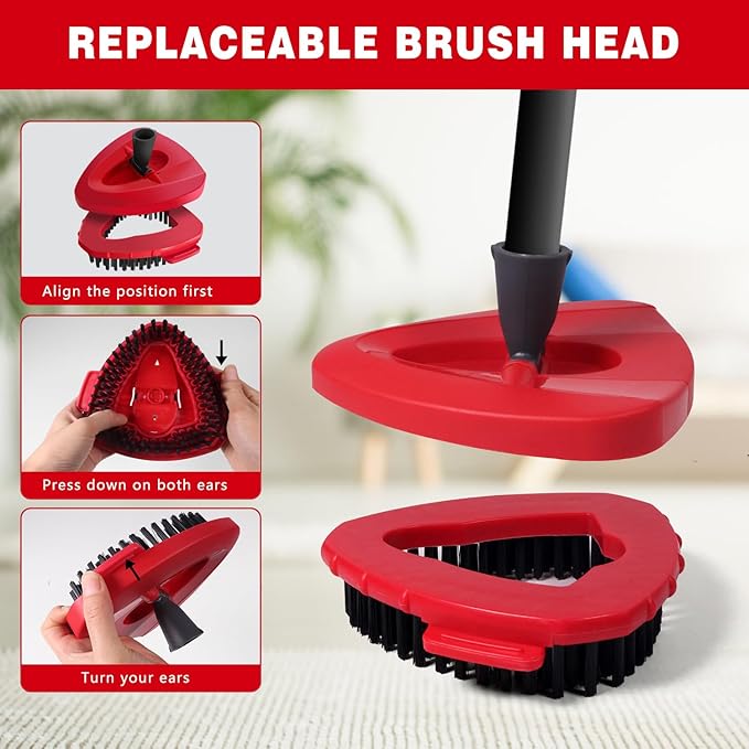Scrub Brush Replacement Head for O CED, Spin Mop Scrubber Brush Head Replace with Base Attachments, Shower Floor Cleaning Brush for Bathroom, Kitchen(4 Brushes+1 Base)