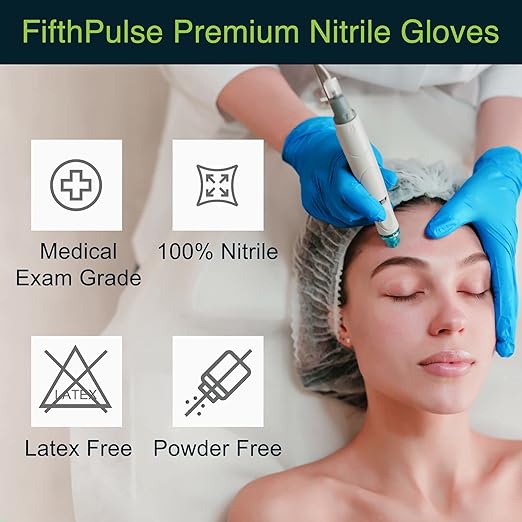 Blue Gloves Disposable Latex Free Medium, 50 Count - Medical and Dental Grade Surgical Gloves - Powder Free Nitrile Gloves Medium - 3 Mil Thickness