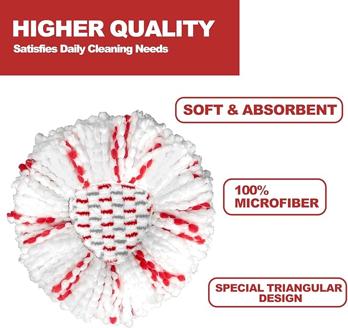 3 Pack Spin Mop Replacement Head + 3 Pack 40% More Cleaning Power Mop Replace Head for Ocedar Easy Wring 1-Tank System