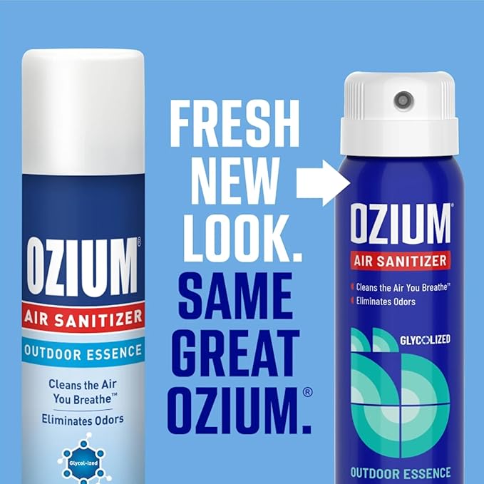 Ozium 3.5 Oz. Air Sanitizer & Odor Eliminator for Homes, Cars, Offices and More, Outdoor Essence Scent, 2 Pack