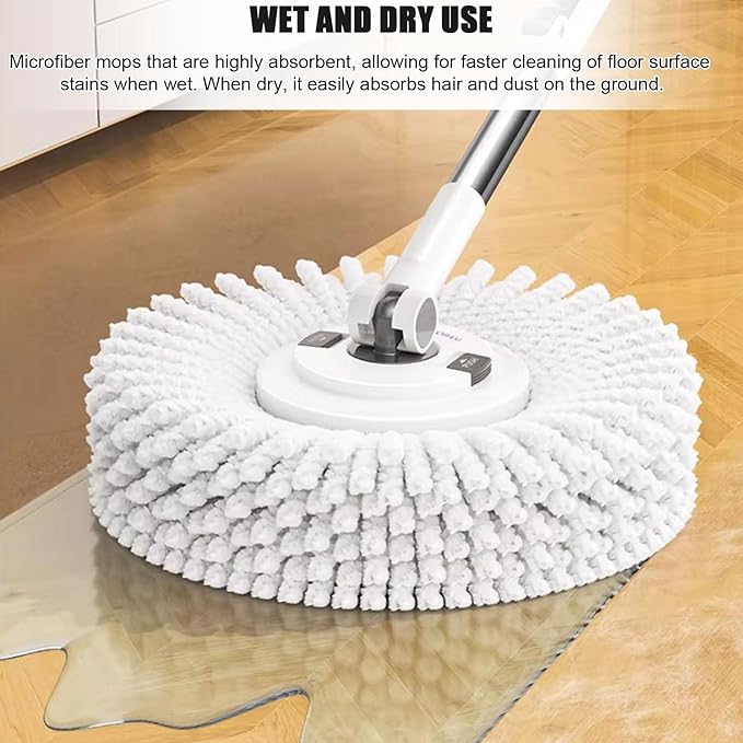 Spin Mop and Bucket Wringer Set for Home, 360° Spinning Mop Bucket System Wet Dust Mop for Floor Cleaning with 5 Microfiber Heads