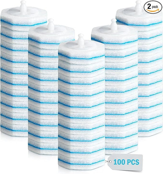 100 PCS Toilet Bowl Wand Refills, Disposable Toilet Brush Refills,Replacement Heads for Bathroom Washroom Cleaning Pads Compatible with Most Brushes Scrubbers Pack for Household Cleaning Local Stock