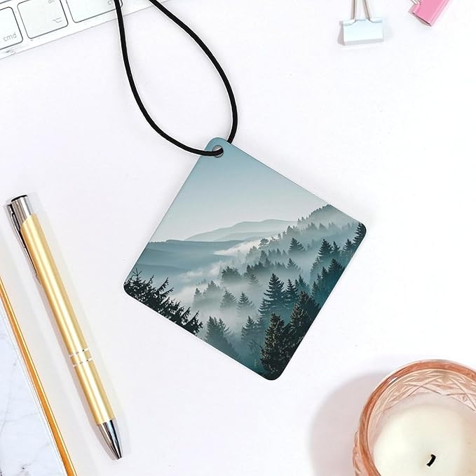 Blue Green Tree Landscape Car Air Fresheners Gray Rhombus Aromatherapy Tablets for Car Decor Bedroom Wardrobe Shoe Cabinet Quickly Eliminate Odors Pendant Decor 3PCS