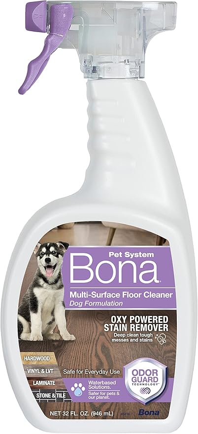 Bona Pet System Multi-Surface Floor Cleaner Spray, Dog Formulation-32 Fl Oz Premium Microfiber Floor Mop Pet System Microfiber Sweeping Pad
